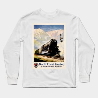 Montana Rockies Northern Pacific Railways Vintage Steam Train Long Sleeve T-Shirt